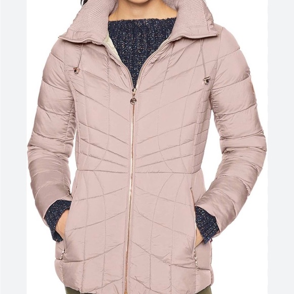 Bernardo Women's Packable EcoPlume Quilted Blush Pink Jacket/Coat, Plus Size 1X - Picture 2 of 13